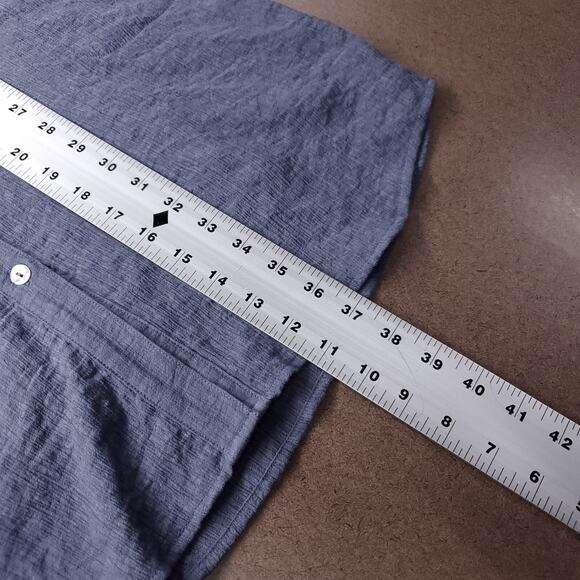 Nyland Shirt Tunic Dress Sz L Blue Crinkle Button Up Collared Sleeveless Casual - Picture 6 of 11
